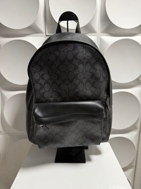 Coach Men's Charcoal Signature Canvas Backpack